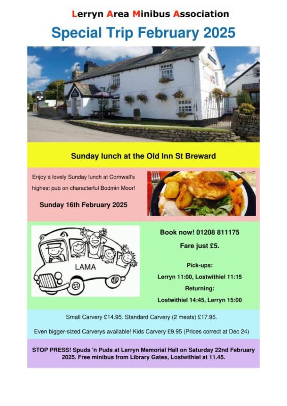 LAMA Special Trip to St Breward for Sunday Lunch